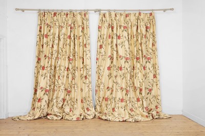 Lot 24 - Two pairs of lined and interlined silk curtains