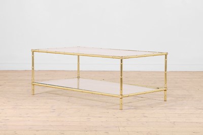 Lot 498 - A polished brass and glass, faux bamboo coffee table in the manner of Maison Baguès