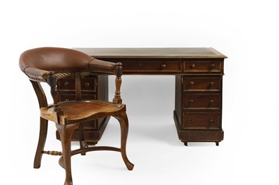Lot 567 - A Victorian mahogany pedestal desk