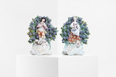 Lot 167 - A pair of Derby porcelain bocage figures