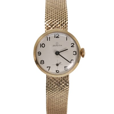 Lot 347 - A ladies' 9ct gold Zenith mechanical bracelet watch, c.1967