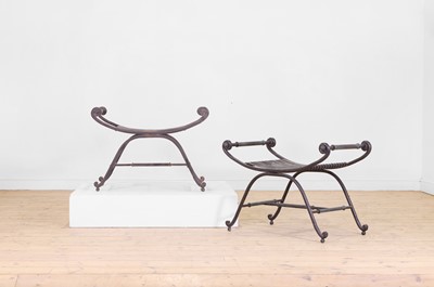 Lot 627 - A pair of Regency-style metal garden seats