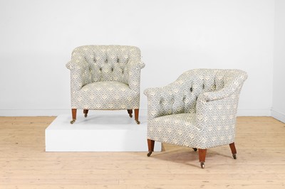 Lot 474 - A pair of button-upholstered 'Pickwell' tub chairs by Howard & Sons