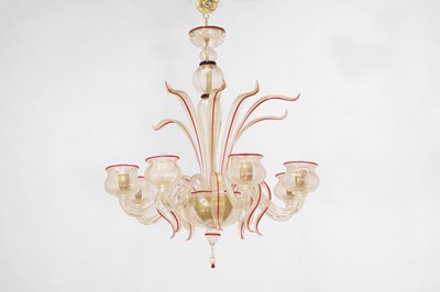 Lot 20 - A Murano clear and coloured glass chandelier
