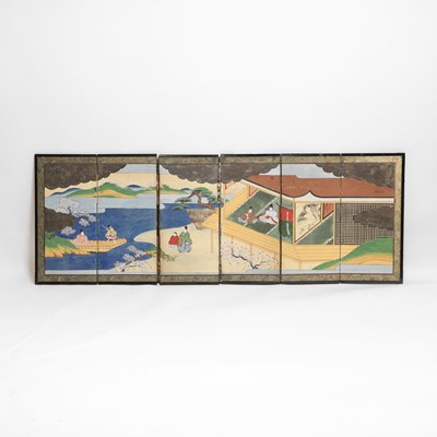 Lot 60 - A six-fold Japanese table screen