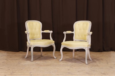 Lot 419 - A pair of Louis XVI painted beech fauteuils