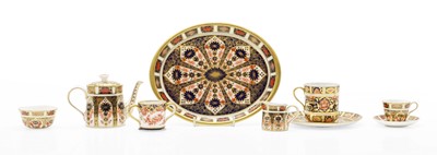 Lot 129 - A Royal Crown Derby Imari pattern porcelain miniature tea service