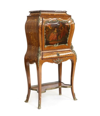 Lot 410 - A Louis XV style inlaid walnut gilt bronze and Martin Vernis secretaire