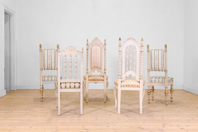 Lot 35 - A group of painted and parcel-gilt side chairs
