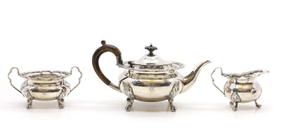 Lot 92 - A silver three-piece bachelors tea set