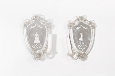 Lot 284 - A pair of glass girandole mirrors