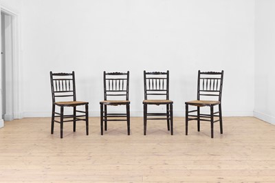Lot 377 - A set of four late Victorian Aesthetic period ebonised beech side chairs