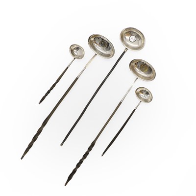 Lot 39 - A group of five silver toddy ladles