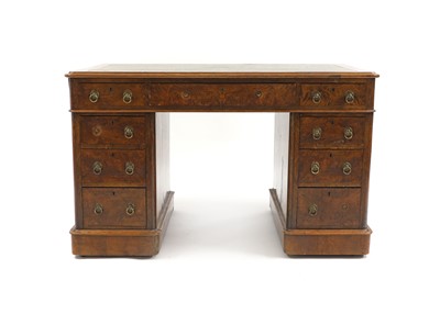 Lot 396 - A mid-Victorian walnut pedestal desk