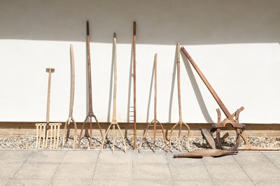 Lot 481 - Seven wood rakes or forks