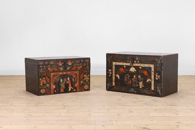 Lot 497 - Two export lacquered camphor wood chests