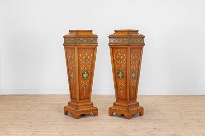 Lot 354 - A pair of George III-style satinwood pedestals