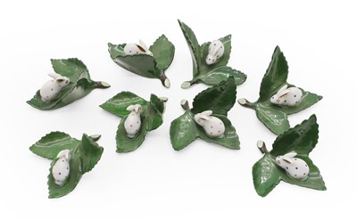Lot 76 - A set of eight Herend menu holders