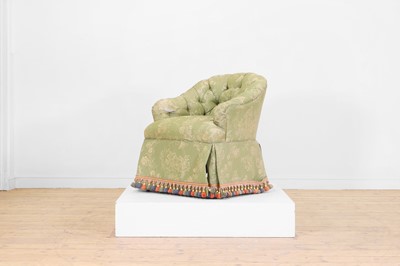 Lot 152 - A small button-upholstered tub chair