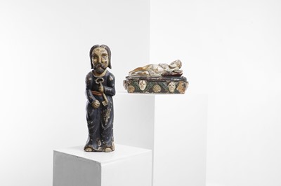 Lot 529 - Two carved and polychrome painted reliquary items