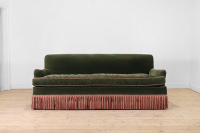 Lot 160 - A velvet upholstered sofa in the style of Howard & Sons