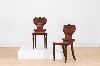 Lot 188 - A pair of William IV mahogany hall chairs