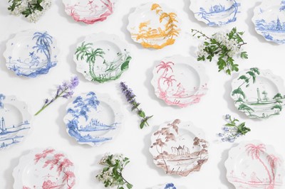 Lot 584 - A collection of tin-glazed plates by Isis Ceramics