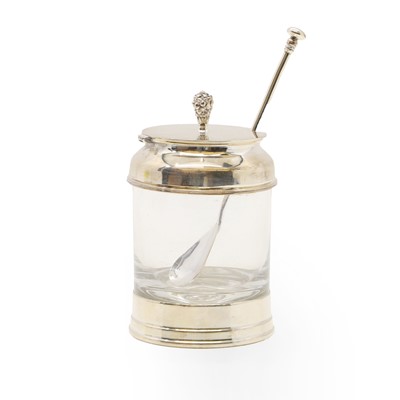 Lot 30 - A modern silver mounted preserve pot and cover