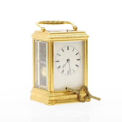 Lot 154 - A gilt brass gorge cased carriage clock