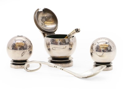 Lot 29 - A Georg Jensen sterling silver three piece condiment set