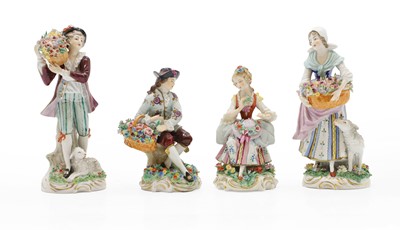 Lot 79 - A pair of Dresden porcelain shepherd and shepherdess figures