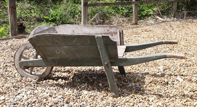 Lot 485 - An antique painted wheel barrow