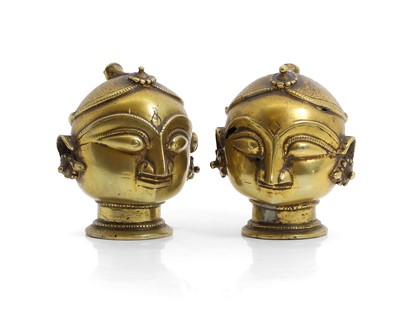 Lot 178 - A pair of South Indian bronze palanquin finials