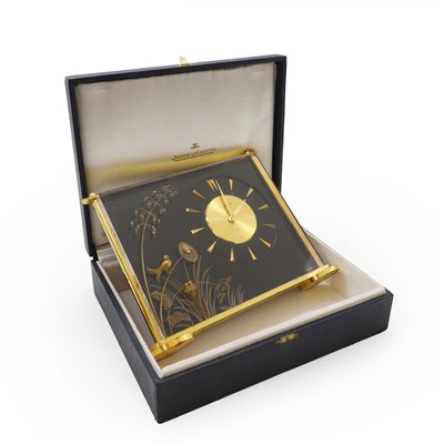 Lot 157 - A Jaeger-LeCoultre lucite and gilt brass marina clock
