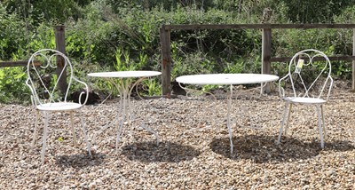 Lot 611 - A collection of French wirework garden furniture