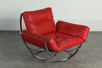 Lot 15 - A red leather and chrome 'Apollo' steel armchair