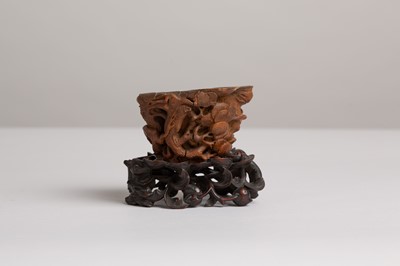 Lot 77 - A carved bamboo libation cup