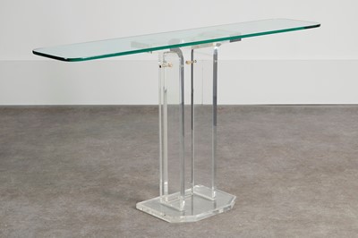 Lot 308 - A Lucite and glass console table