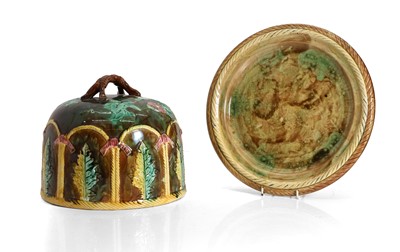 Lot 231 - A George Jones majolica stilton dish and cover