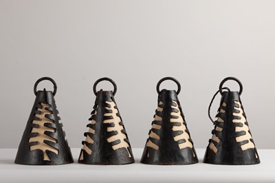 Lot 92 - A set of four wrought-iron ceiling lights