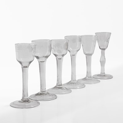 Lot 7 - A group of plain stem wine glasses