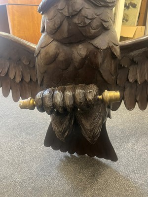 Lot 420 - A bronzed-metal owl ceiling light