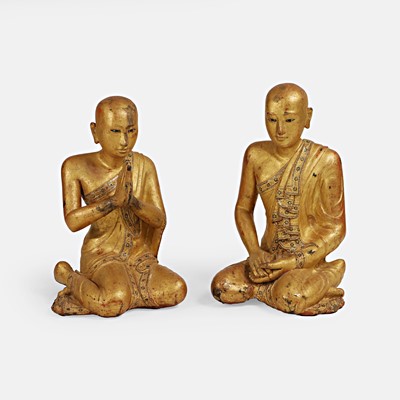 Lot 293 - A pair of large Burmese (Myanmar) giltwood Buddhist monks