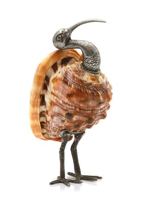 Lot 276 - A silver plated-mounted shell model of an ibis