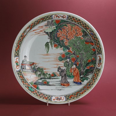 Lot 364 - A large Chinese famille verte charger