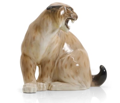 Lot 230 - A Royal Copenhagen porcelain model of a lynx