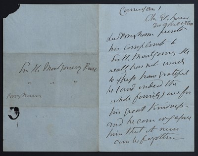 Lot 413 - Palmerston and Montgomery family Signed Letters, etc: 1