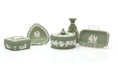 Lot 105 - A large collection of Wedgwood green jasperware