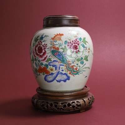 Lot 52 - A Chinese famille rose ginger jar