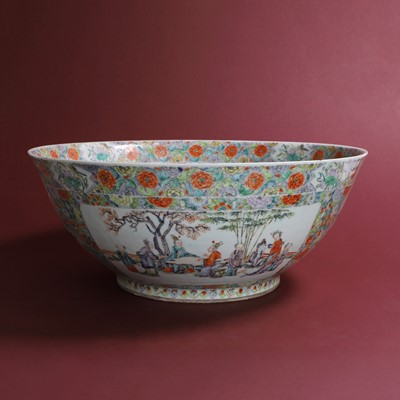 Lot 363 - A Chinese Canton enamelled famille rose punchbowl